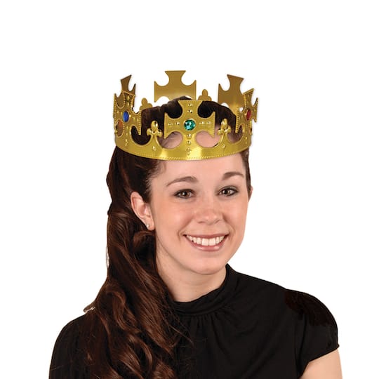 Beistle Gold Jeweled King's Plastic Crowns, 2ct.